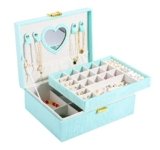 ProttyLife Jewelry Box Organizer for Women Jewelry for Girls Jewelry Box Ideal Gift 2-Layer Jewelry Organizer Large Jewelry Storage Boxes Earrings Box Case for Necklace Bracelets Storage