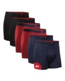 DANISH ENDURANCE Boxer Uomo in bambù Ultra Morbido, Mutande Boxer Bamboo Comodi, Traspiranti, 6 Paia Multicolore (2xNero, 2xRosso, 2xNavy) XL
