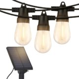 Brightech Ambience Pro Solar Powered Outdoor String Lights – Commercial Grade Patio Lights with 27 Ft Edison Bulbs – Shatterproof LED Solar String Lights – 1W LED, Warm White Light