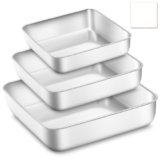 Gymdin 6,8,9 Inch Square Cake Pan Set of 3 – Non-Toxic Stainless Steel Brownie Pan, Heavy Duty & Dishwasher Safe, One Piece Design, Ideal Square Baking Pan for All Cakes & Multiple Purpose