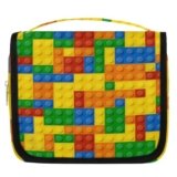 PATTERNFUL Colorful Building Bolcking Hanging Travel Toiletry Bag for Kids, Women Cosmetic Organizer Makeup Bag Pouch Men Shaving Dopp Kit Shower Bag With Sturdy Hook