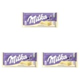 Milka, Cioccolato Bianco, Tavoletta di Cioccolato Bianco, 100% Latte Alpino, Cacao Sostenibile, 100g (Confezione da 3)