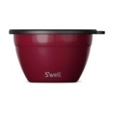 S’well Stainless Steel Salad Bowl Kit 64oz, Wild Cherry, Comes with 2oz Mini Canister and Removable Tray for Organization, Leakproof, Easy to Clean, Dishwasher Safe