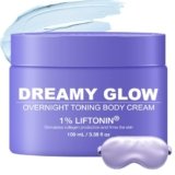 Solivetta Dreamy Glow Overnight Toning Whip Cream – Anti Cellulite & Tightening Loose Skin for Body – LIFTONIN® Get Firming Cream with Satin Eye Mask 3.38 fl oz