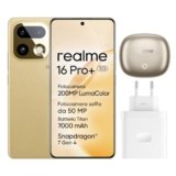 realme 16 Pro+ 5G Smartphone, 8GB+256GB, Display Curvo AMOLED 144Hz 6,8″, Batteria 7000mAh, Fotocamera 200MP OIS, IP69K, Ricarica Rapida 80W, Doppia SIM, Next AI, Oro (Con Adattatore)