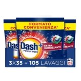 Dash Power Pods Detersivo Lavatrice In Capsule, 105 Lavaggi (3×35), Extra Igienizzante, Pulizia profonda contro sporco e batteri, Pulizia Impeccabile