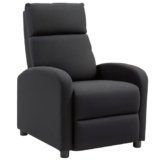 HOMCOM Poltrona Relax Imbottita con Schienale Reclinabile 135° e Poggiapiedi Estraibile, in Lino Nero, 69x87x100.5cm
