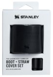 Stanley Quencher Boot and Straw Cover Cap | Anti-Slip Silicone Protector for 14 oz Tumbler with Handle | Accessory Set for Stainless Steel Drinking Cup | BPA-Free | Black 2.0