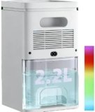 Deumidificatore Casa Muffa Elettrico 2200ML Anti Muffa Portatile – Ultra Silenzioso,Timer 2-12h,Spegnimento Automatico|LED 7 Colori|Per Bagno,Camera,Armadio (Bianco Air)