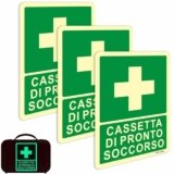 Ashoaza Auto-Luminosa per CASSETTA DI PRONTO SOCCORSO Cartello, Autoilluminata Cm 20 x 15, 3 Pezzi Adesivi Cassetta Pronto Soccorso in Vinile Autoadesivo Anti graffio Anti UV impermeabile