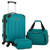 Travelers Club Chicago Hardside Expandable Spinner Luggage, Teal, 3 Piece Set