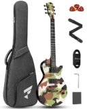 Fesley 39″ LP Electric Guitar Kit: Full Size Solid Body Electric Guitars for Beginners with Humbucker Pickups,Poplar Body,Mahogany Neck,22 Frets,6 String Guitar with Gig Bag, FLP400,Matte,Camouflage