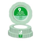 Yinbanban 60 Pcs Sage Green Scalloped Paper Plates – 30 Count 9 Inch & 30 Count 7 Inch Disposable Dinner Plates for Wedding, Baby Shower, Birthday Party – Elegant Sage Green Dessert Plates