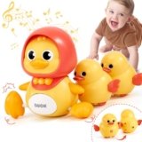 hahaland Giochi Bambini 6-9 12 Mesi – 3 Anatre Giochi Gattonare con Musica e Luci Tummy Time Neonato 6-12 Mesi, Regalo Compleanno Bimbo Bimba 1 Anno