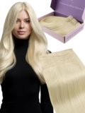 Fshine Extension Capelli Extension Capelli Veri Trama Farfalla 55 cm Biondo Platino Double Weft PU OVO Micro Beads Elegante Volume Feste Colore 60