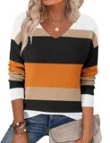 Zeagoo V Neck Sweaters for Women 2025 Fall Sweater Long Sleeve Chunky Knit Clothes