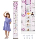 Projector Growth Chart for Kids with Picture Frames, Height Measurement Ruler Milestone Markers, Foldable Kids Height Wall Chart, Birthday Keepsake Gift for Toddler Boy Girl Room Wall Decor (Purple)