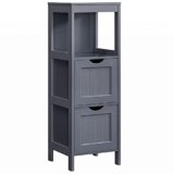 VASAGLE Mobile da Bagno, Mobiletto da Bagno con 2 Cassetti, 1 Ripiano Aperto, Mobiletto Salvaspazio per Soggiorno Cucina, Stile Moderno, Grigio Ardesia BBC042G01