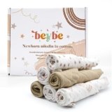 Beybe Mussole neonato 30×30 cm piccole – Set 6 quadrotti cotone neonato Super soffici – Comfort e Stile per il Tuo Bambino (Beige)