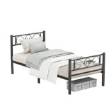 VASAGLE Struttura Letto Singolo, Letto a Doghe in Metallo per Materassi di 190 x 90 cm, per Stanza di Ospiti, Montaggio Facile, per Spazi Piccoli, Nero Inchiostro RMB061B01