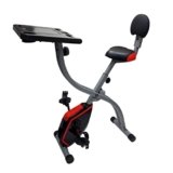 Ultrasport F-Bike, cyclette da allenamento pieghevole con computer allenamento, 8 livelli resistenza altezza regolabile supporto sicuro, cyclette scrivania, peso massimo dell’utente 110 kg, Nero/Rosso