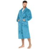 LEBENGOOD Vestaglia Uomo Inverno – Accappatoio Uomo – Morbido, Accogliente – Tasche – Cintura Regolabile- 100% Microfibra Oeko-Tex®,Turquesa XL