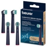 Beurer TB Clean Eco Testine intercambiabili per spazzolino elettrico, 4 testine per Oral-B, setole realizzate al 100% con materie prime rinnovabili, pulizia efficace dei denti, grado di durezza medio