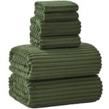 NALIVO Extra Large Bath Towel Set of 6 (40″x80″),Oversized Bath Sheet Super Soft Highly Absorbent Microfibers Quick Dry Luxury Shower Towel for Bathroom Spa Gym Hotel Yoga (Olive Green, 6Piece)