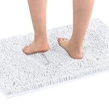 H.VERSAILTEX Bath Mat Bath Rug for Bathroom Luxury Chenille Bathroom Rug Mat Extra Soft and Absorbent Microfiber Shaggy Rugs Non Slip Rug Quick Dry Bath Mat Washable, 20 x 32 Inches, White
