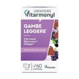 Gambe Leggere – Integratore drenante con Estratto di Vite Rossa, Ribes Nero, Ciliegio – Favorisce la funzionalità del microcircolo e il drenaggio dei liquidi – Confezione da 60 compresse – Vitarmonyl