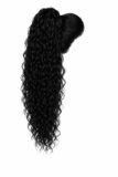 Coda Capelli Extension Riccia, Lunga: 70 cm – Peso: 146 g con Coulisse Regolabile – Coda Finta Capelli, Voluminosa in Termofibra Naturale, Facile da Applicare, JACY, (Black, 70 cm)