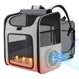 LINCAE Cat Backpack Carrier with Built-in Cooling Fan & Heating Pad, Expandable Pet Backpack for Cats and Small Dogs up to 16 lbs, Ventilated Travel Carrier for Hiking, Walking & Outdoor, Grey