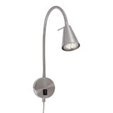 Briloner Leuchten – Lampada da letto a LED,braccio flessibile, incluso interruttore on/off, 4 watt,400 lumen,3.000 Kelvin, metallo,4 W, nichel opaco,450×205 mm (HxA), base: 80 mm (D), testa: 58 mm (D)