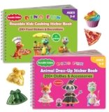 Dino Fun 2-in-1 Reusable Sticker Book for Kids – Animal Dress-Up & Cooking Play, 23 Scenes, 500+ Stickers, Fun Activity Book for Toddlers Ages 3+, Removable Sticker for Boys & Girls