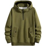 Zifipeoed Felpa Uomo con Cappuccio Abbigliamento Felpe Hip Hop Mezza Cerniera Hoodies Sweatshirt Pullover Tops Autunno Inverno Moda Verde L
