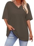 WIHOLL Womens Tops 2026 Summer Trendy Overized Tshirts Short Sleeve Shirts Dressy Casual Spring Outfits Fashion Clothing Blouses Chocolate Brown XL