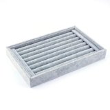 Yosoo Espositore vassoio gioielli in velluto, vassoio di presentazione alla vetrina di mostre, vassoio organizzatore per anelli, orecchini, 23 x 15 cm, grigio