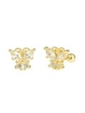 Mareclat Gold Butterfly Stud Earrings for Women Dainty Cubic Zirconia Screw Back Small Studs 18K Gold Plated Hypoallergenic Non Tarnish Jewelry