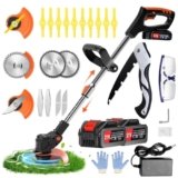 Decespugliatore a batteria, 21v 2000 mAh Alta capacità Decespugliatore Elettrico, 3 In 1 Tagliabordi a batteria ，Altezza regolabile e testa girevole a 90°Per Il Taglio Di Giardini,Prati E villa