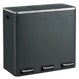 SONGMICS Cestino da Cucina, Pattumiera per Raccolta Differenziata 3 x 18L, 3 Scomparti per Riciclaggio, Coperchi a Chiusura Morbida, Pedali, Acciaio, Grigio Verdastro LTB54GS