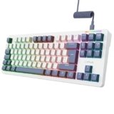GXTrust 872 Xyra Tastiera Meccanica Gasket TKL Italiano QWERTY, Tastiera Gaming Hot-Swap Creamy 80% Programmabile USB, Retroilluminazione RGB, Interruttori Lineari Leobog 60M 5-pin, Bianco