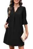 RUMIA Work Dresses for Women 2025 Business Casual Dress for Women V Neck Black XL