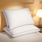 Mosluna Feather Down Pillows Standard Size Set of 2 with Gusset, Luxury Hotel Collection Bed Pillow 2 Pack, Down Surrounded Gusseted Pillows for Sleeping, Fluffy for Side, Back Sleepers 20×24+2 in.