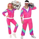 W WIDMANN MILANO Party Fashion – Tuta da ginnastica in costume, stile retrò, outfit anni ’80, tuta da jogging per carnevale e feste