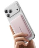 Baseus Picogo AM41 Power Bank, Ultra Slim 5000mAh Magsafe Powerbank, Ricarica Rapida PD 20W, Portatile, Magnetico Batteria Esterna Wireless con cavo USB C per iPhone 17/16/15/14/13/12, Rosa