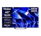 Haier QLED 4K UHD H43S81FUX 43” Smart TV, Google TV, Dolby Audio, HDR 10, Telecomando Smart, Google Assistant, Bluetooth 5.1, Gaming 120Hz, USB 2.0, DBX TV, HDMI 2.1 x 4 [2025]