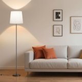 SIBRILLE Floor Lamp with Pleated Shade – 62” LED Standing Lamp with Foot Switch & Night Light, 3 Color Temps, 9W E26 Bulb Included, Modern Corner Lamp for Bedroom Living Room Office Reading, Black