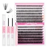 FADLASH DIY Eyelash Extension Kit, 240Pcs Lash Clusters with Lash Bond and Seal, Clusters Eyelash Applicator Tool, D Curl DIY Lash Kit (30D+40D Kit)