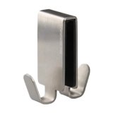 Fackelmann Gancio doppio per box doccia, appendi accappatoio, materiale in acciaio inox, dotato di feltrino interno antigraffio, adatto ai box doccia con spessore standard, dimensioni 7,6 x 6,7 cm