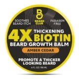 The Beard Club Biotin Beard Balm for Men – Beard Growth Shea Butter with Castor & Coconut Oil – Moisturizing, Hydrating and Softening Cream – Amber Cedar Scent – 4 oz